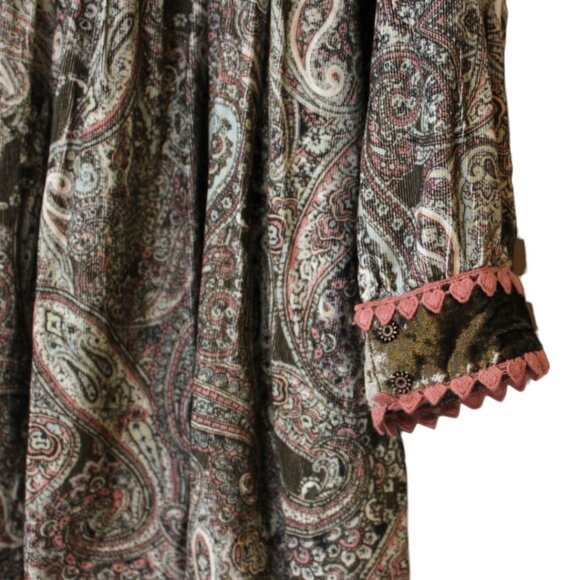 Free People Lucille Corduroy Mini Dress XS Cocoa Combo Babydoll Silhouette 229 - Picture 9 of 12